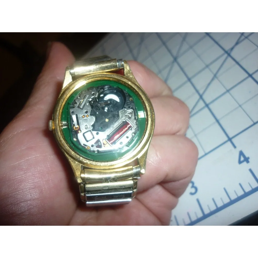 Pulsar Quartz Watch V533-7A30 Gold Tone Day‎ Date Speidel Band Mens 35mm Vtg USA